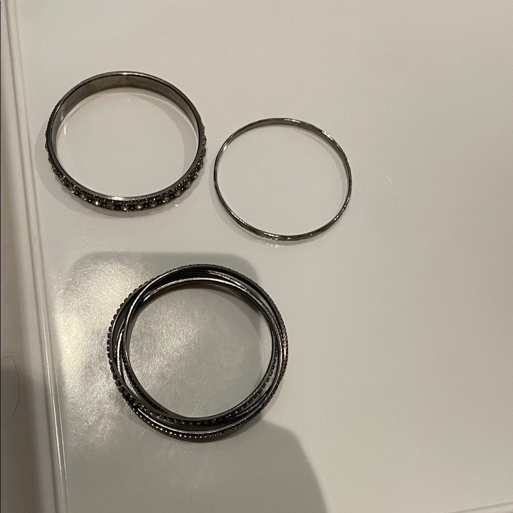 Silver Bangle Bracelet Set